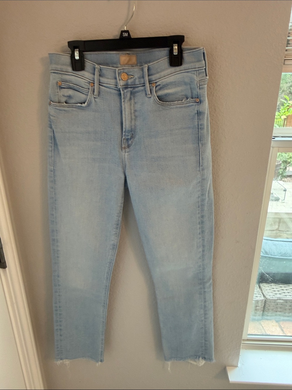 MOTHER Light Blue High-Rise Cropped Ankle Jeans